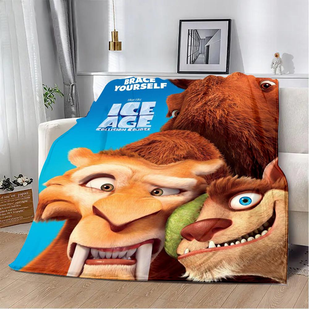Printed Blanket Picnic Blankets Cartoon Ice Age Warm Blanket Soft and Comfortable Blanket Home Travel Birthday Gift