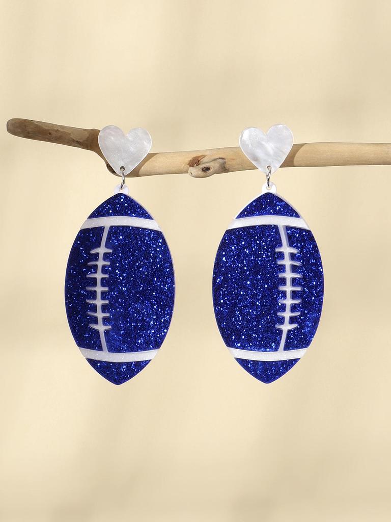 Sporty Style Double Layer Acrylic American Football Earrings for Women