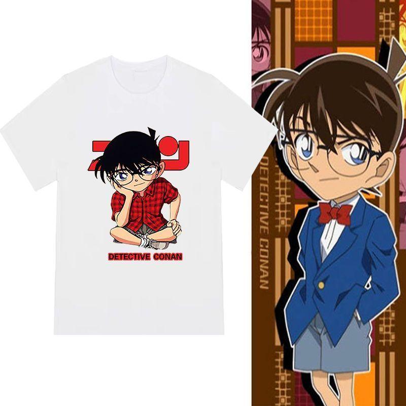 Maglietta Grafica Detective Conan Vintage Stampa Anime Giapponese Manica Corta Oversize Alta Qualità Casual Girocollo Cotone Unisex Streetwear Top T-shirt