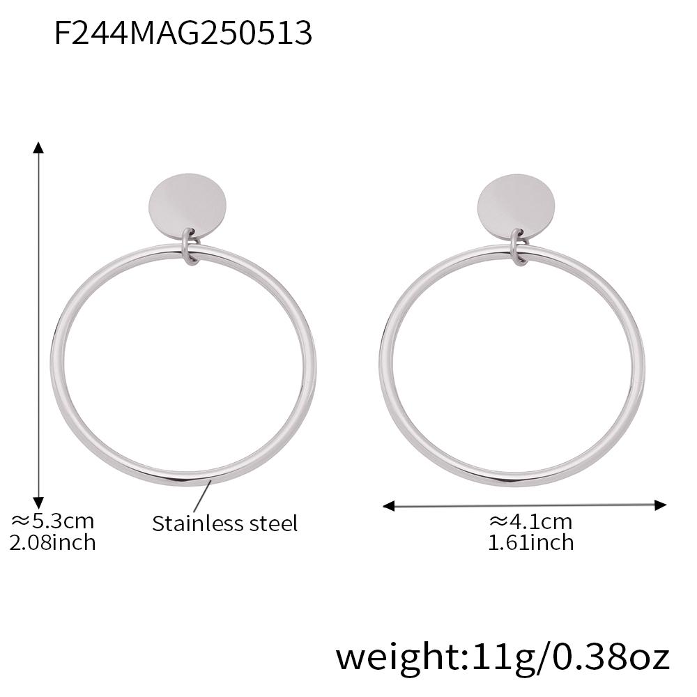 Two-tone Large Circular Ring Dangle Earrings In Stainless Steel Gold Silver Color Minimalist Stud Earring Ear Studs For Women