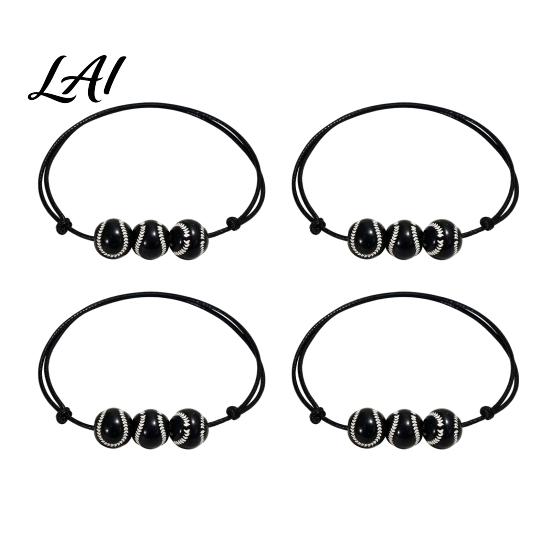 Youth Athlete Jewelry 4 Pcs Sports Balls Braided Rope Bracelets Adjustable String Bracelet Simple Daily Wear Bracelet Handmade Woven Cord Team Gifts