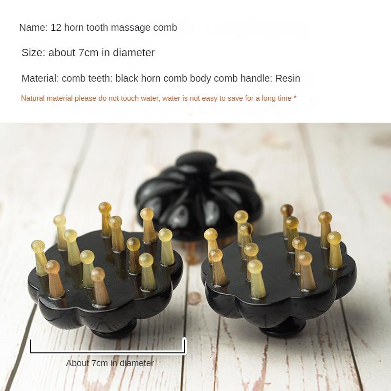 Cow Horn Comb Head Massage Comb Natural Sheep Horn Comb Meridian Comb Essential Scalp Care for Health Preservation Hairdressing