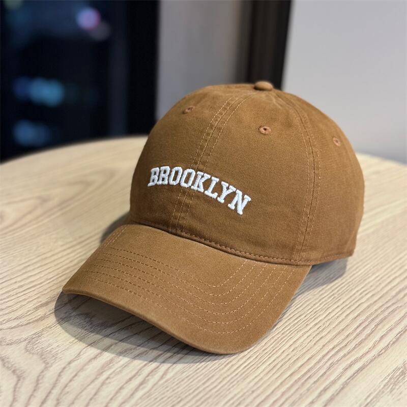 Four Seasons Cotton Wide Brim Letter Embroidery Cap Female Face Small Out of the Street Shade Baseball Cap Couple ins Versatile