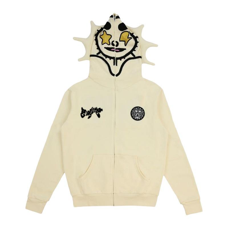 Men Casual Long Sleeve Flame Print Hoodie Pullover Streetwear Hip Hop Graphic Sweatshirt
