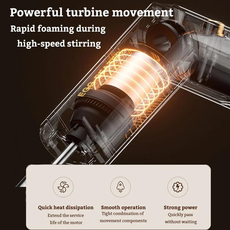 Kabelloser Eierschläger Elektrischer Faltbarer Lebensmittelmixer Wiederaufladbarer Handmixer Haushalt Kuchen Sahneschläger Zwei Rührköpfe