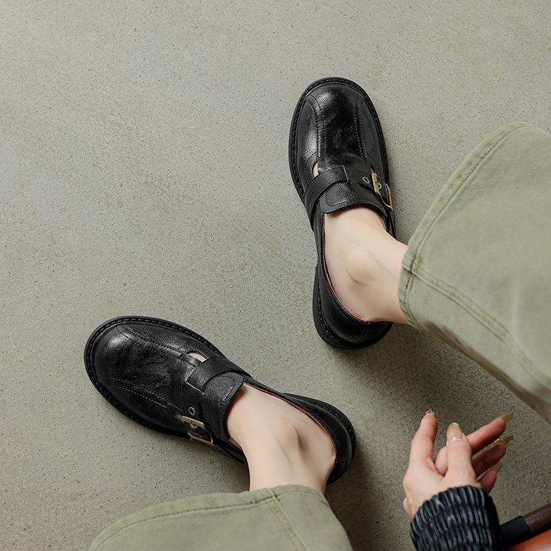 

Нишевые дизайнерские лоферы Британские маленькие кожаные туфли 2025 осень новинка на одной педали увеличивающие рост мягкая кожа женские туфли одинарные туфли 41 чёрный