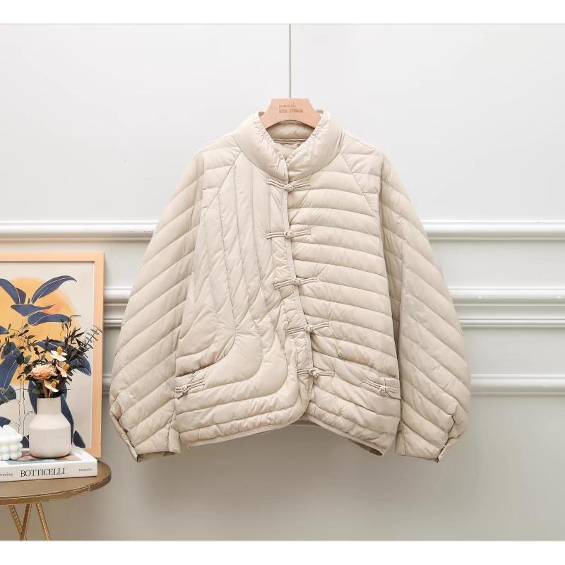 Autumn and Winter Women Ultra Light White Duck Down Jacket Oversize Loose Causal Short Puffer Coat Vintage Female Parkas