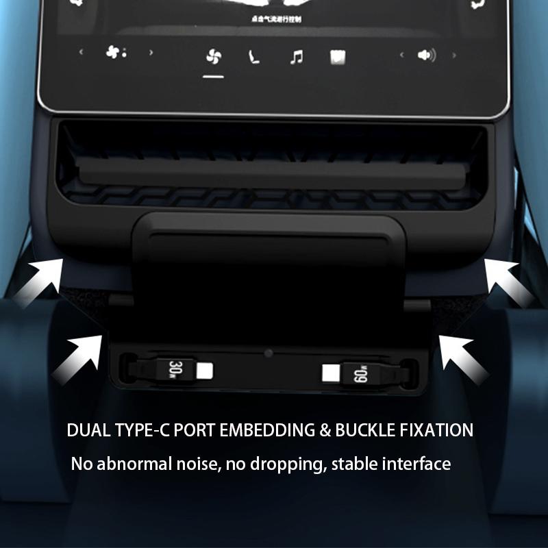 Rear Screen Expansion Dock For Tesla Model Y Juniper 2025 Model 3 Highland 2024 Rear Air Vent HUB Fast Charging Telescopic Cable