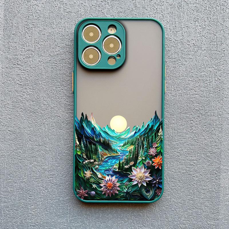 Forest scenery Mountain River Landscape Phone Case For iphone 16 15 14 13 12 11 Pro Max Mini Plus X XR XS 7 8 Shockproof Cover