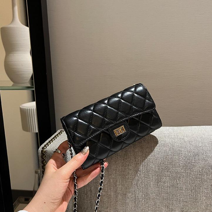 Chain bag Mini small square bag Rhombus long wallet card clip One shoulder cross cross mobile phone bag Female