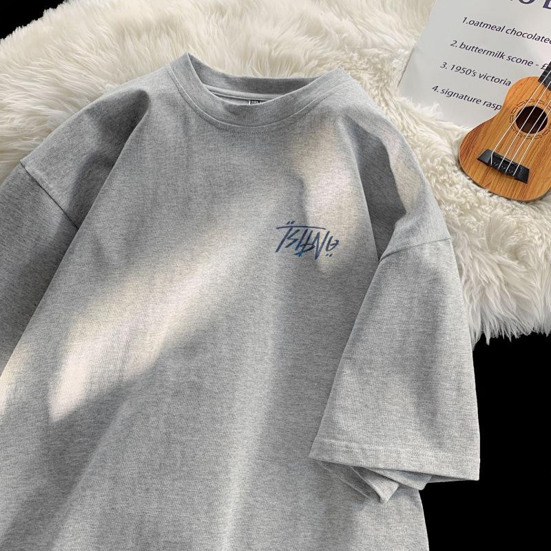 Cotton short-sleeved T-shirt men's new summer retro simple top youth large size T-shirt