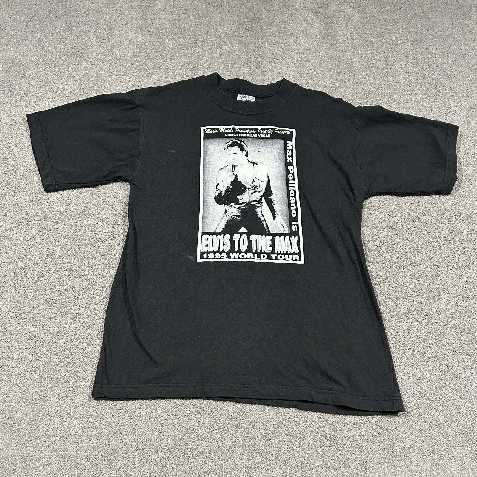 

Винтажная футболка Elvis To The Max World Tour 1995 года Max Pellicano Черный Хлопок L L
