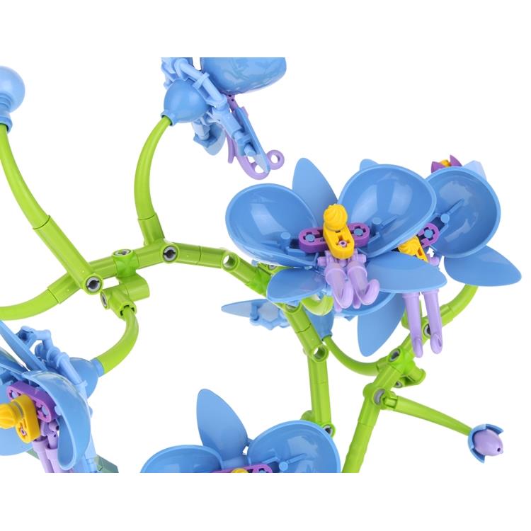 Blue Orchid Flower in a Pot Construction Blocks to be Stacked 581 pcs.