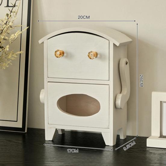 Mini úložná skříňka ve tvaru robota Dřevěná šperkovnice Zásuvka a držák na kapesníky Stolní organizér na šperky Kosmetiku Toaletní stolek Kolej Ložnice