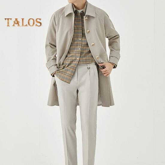 Herren Windjacke Revers Langarm Freizeitmantel Herbst Winter Mittellange Oberbekleidung Einfarbig Lockere Passform Täglicher Arbeitsmantel mit Taschen