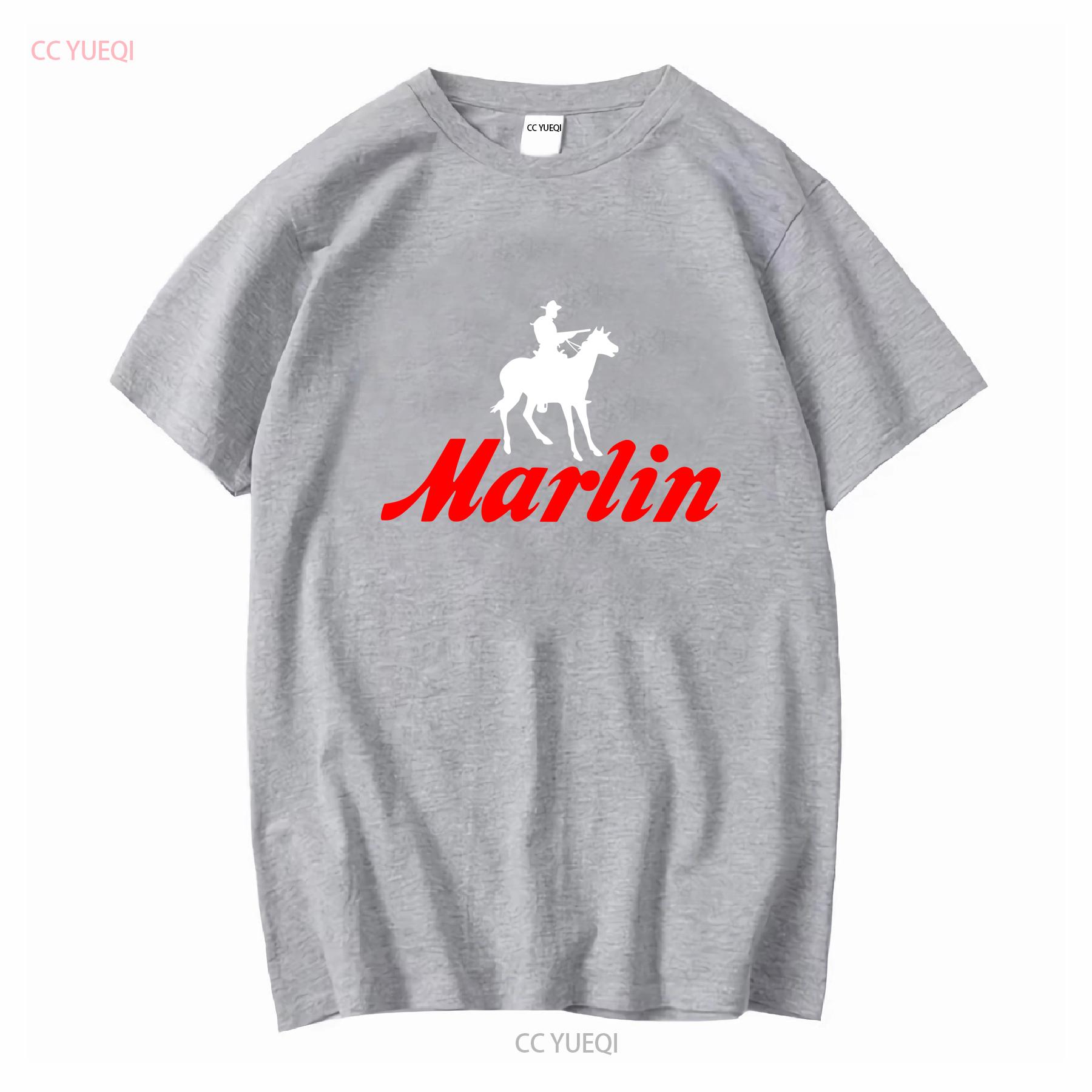 Marlin Gunmaker Logo Guns Firearms Rifles Men s Navy Blue T Shirt S 5XL long sleeves vintage Washed Breathable Comfortable S