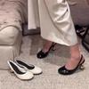2025Women's High Heels Summer New Round Head Shallow Mouth Set Foot Anti-slip Wear-resistant Special-shaped Heel Sandals