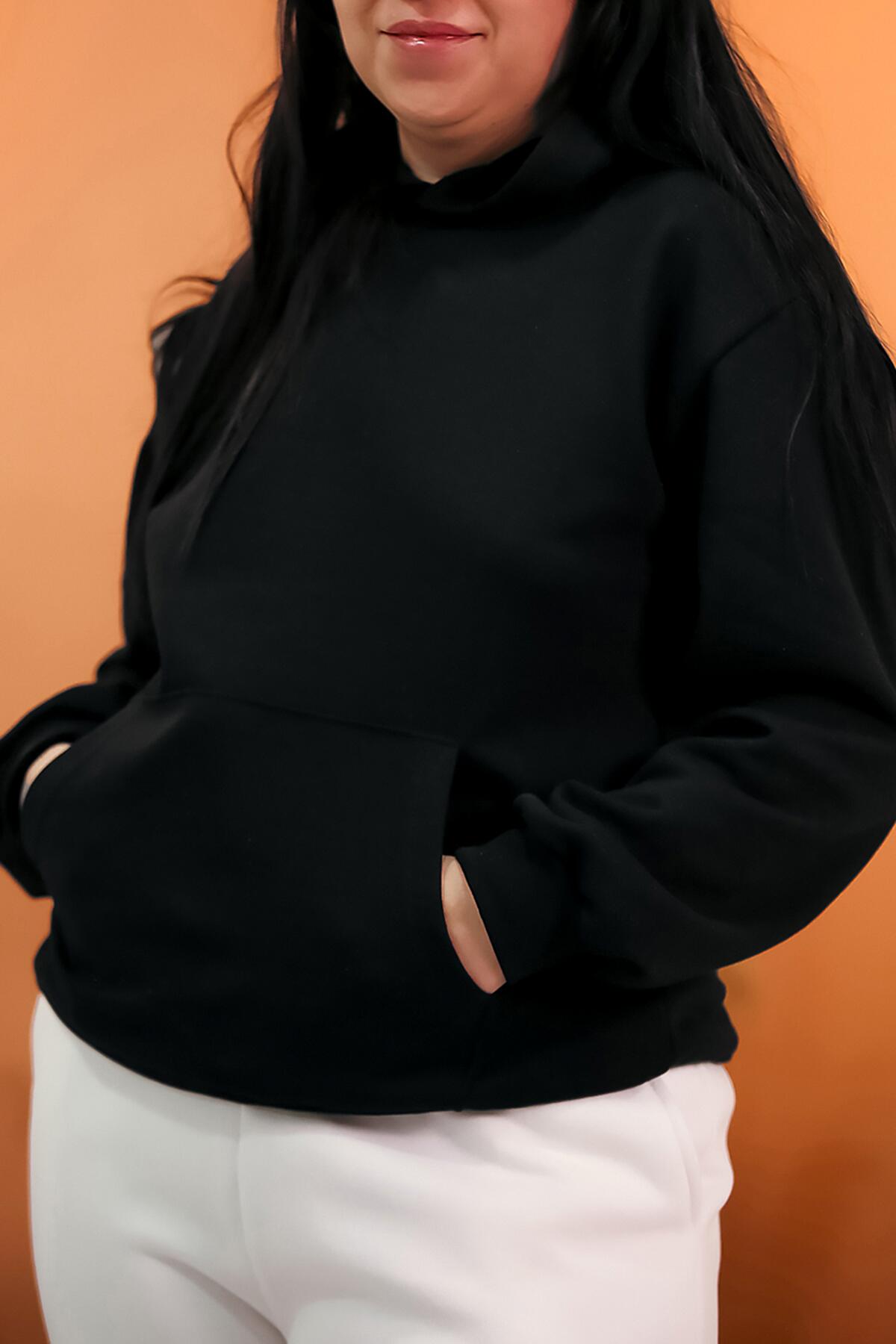 

Толстовка большого размера из двух ниток с приподнятой внутренней частью 48 чёрный