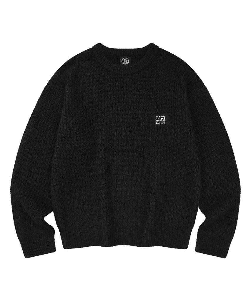 LMR Hairy Heart Embroidered Pullover Knit Black