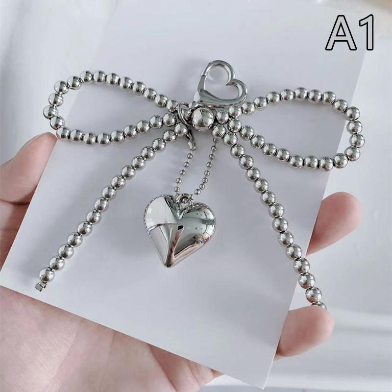 Perlový přívěsek Srdce Přívěsek na klíče Korálkový přívěšek na telefon Odnímatelné mašle Přívěšek na telefon Ručně vyráběný přívěsek na klíče Šperky do kabelky