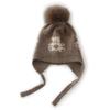 Bären-Kaschmir-Mütze Kinder-Ohrenschützer-Mütze Herbst und Winter Warme gestrickte Wollmütze mit Bommel Jungen und Mädchen