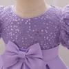 Sequin Princess Puff Sleeve Flower Girl Party Dress for Toddlers and Babies