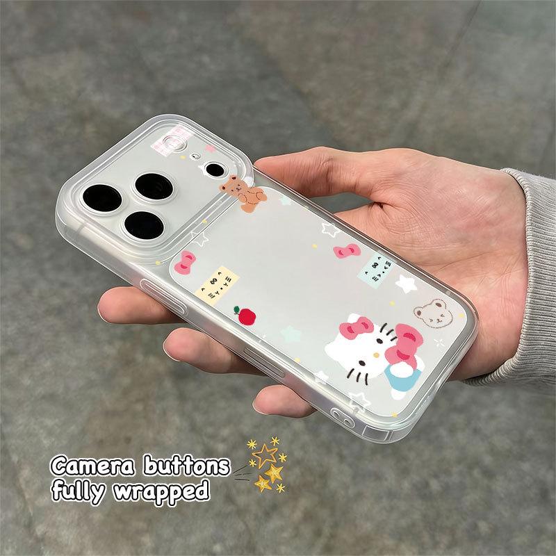 

Transparent Frosted Edge Cartoon Phone Case for Apple 17/16/13/17 Pro Max/16 Pro with Integrated Button, Perfect for Couples Apple 17 Air with Integrated Camera Button