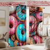 2D Flat Printing 2pcs Scene Curtains Donuts Colorful Sweet Frosting Digital Printed Polyester Drapes Festive Curtains Use for