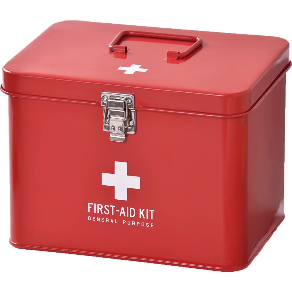 

KI Japan Medico Stylish Tin First Aid Kit (with dividers and tray) Red M size 160014