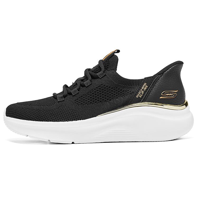 Skechers Bobs Sport Flash Step Shoes Comfortable Sports Lightweight Breathable Low Top Casual Shoes Women sneaker Black 117617-BLK 35