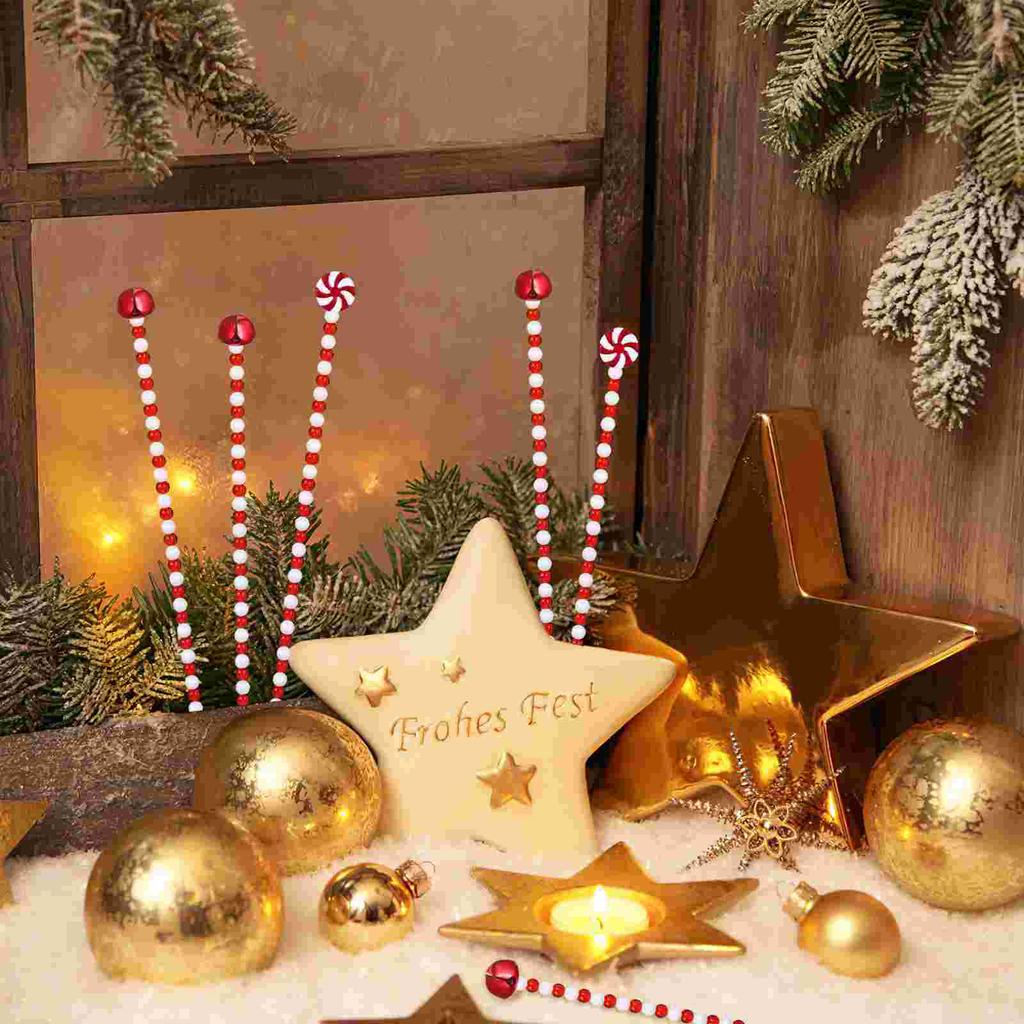 20 Pcs Christmas Candy Decorations Christmas Tree Sticks Bell Ornaments Home Party Decors Candy Cane Ornaments