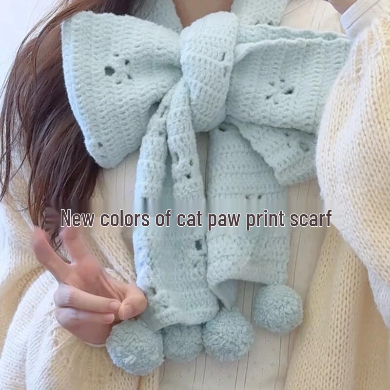 Hand-Knitted Cat Design Winter Scarf