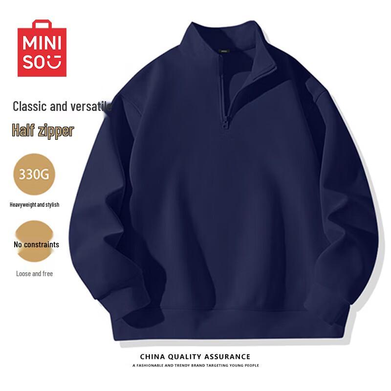

MINISO Men s Half-Zip Stand Collar Sweatshirt 3XL