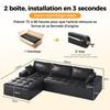 Left Corner Sofa 263x171x 59cm 4 Seats, Free Combination, Without Assembly L-shaped Sofa with Chaise Longue Black In Faux Leather