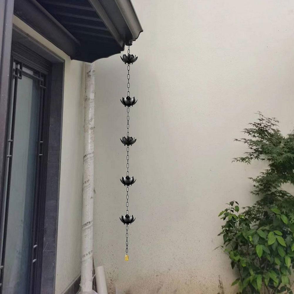 1-5PCS Lotus Rain Catcher Chain Decorative Adjustable Rain Chain Gutter Roof Rainwater Catcher Drainage Downspout Tool For Outdo