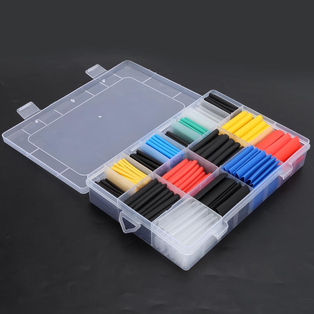 580 Pcs Insulation Shrinkable Tubes Assortment Shrink Ratio 2:1 Wire Cable Sleeve  Electrician