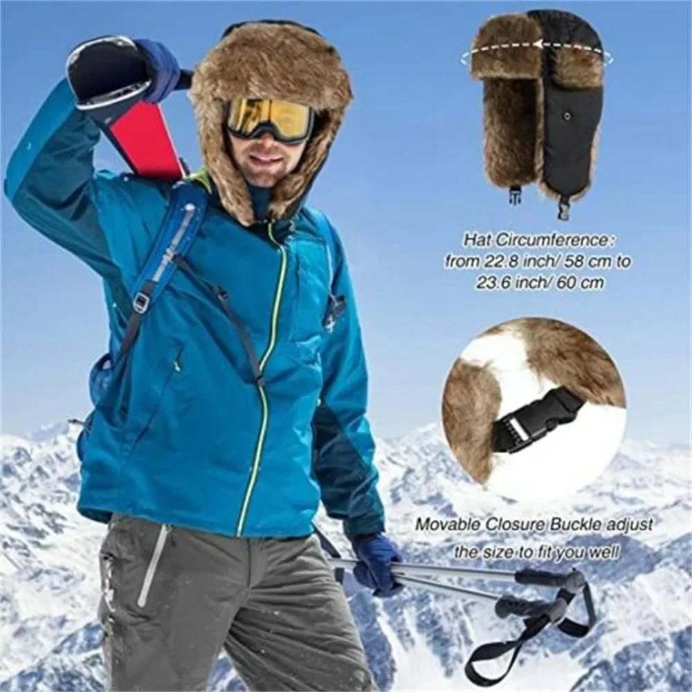 Herren Winter Trapper Flieger Trooper Ohrenklappen Warm Russisch Wasserdicht Ski Mütze Bombermütze Russische Warme Ohrenschützer Mützen