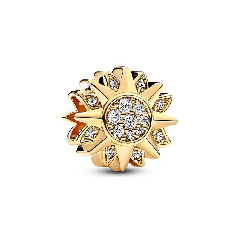 Original Charms DIY Jewelry Gifts Sparkling Golden Firework Snowflake Lucky Star Splittable Sun & Moon Beads Fit Snake Bracelets