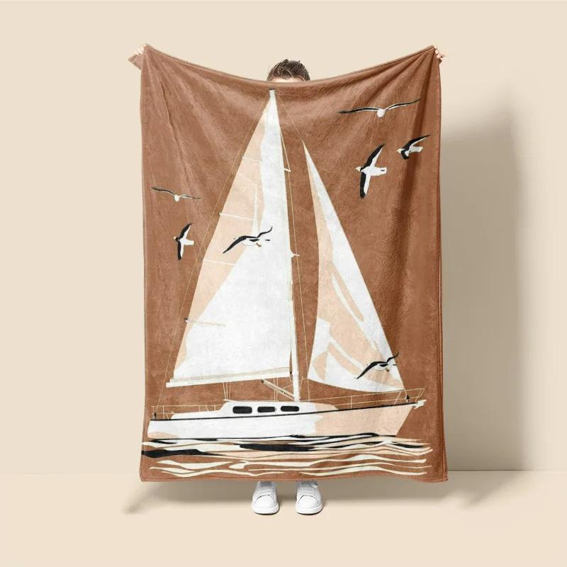 Nordic Ins Style Blanket Fashion Illustration Sofa Bed Cover Home Decoration Throw Blanket for Bedroom New Design
