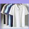 Hochwertiges Herren-T-Shirt mit V-Ausschnitt, Sommer-Bluse aus Baumwoll-Leinen-Mischgewebe, auch in Übergrößen