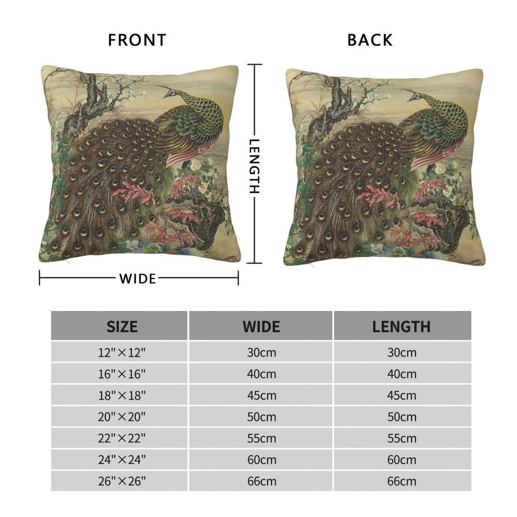 Damenpfau Chinoiserie Kissenbezug Polyester Leinen Samt Kreativer Reißverschluss Dekor Kissenhülle Zimmer Kissenbezug
