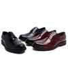 Men's Spring British Style Pointed Toe Cowhide Leather Lace-up Formal Shoes
