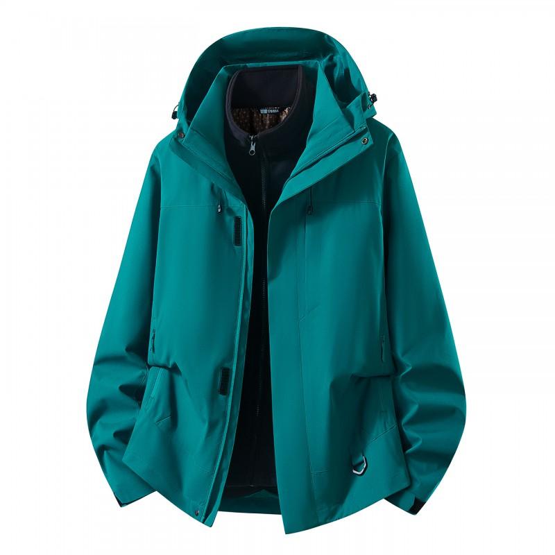Men Women 3-in-1 Waterproof Windproof Hiking Jacket With Fleece Liner Outdoor Trekking Camping Rainy Weather