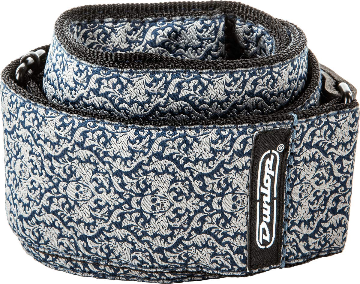 

JIM DUNLOP D67-15 Jacquard Strap Fleurs de Skulls Navy Jacquard Guitar Strap with Flower Skull Design