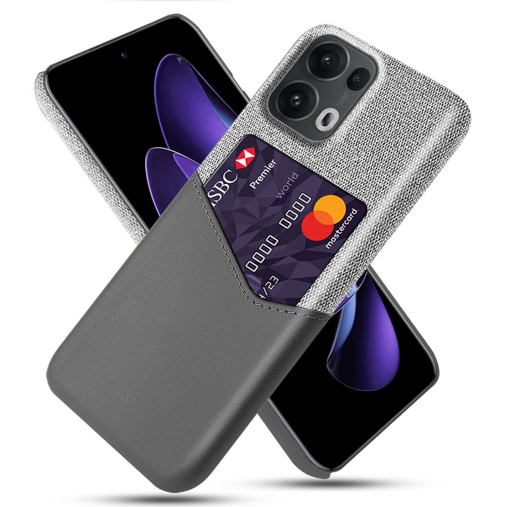 For Oppo Reno13 Pro 5G Case PU Leather Cloth Texture Hard PC Phone Cover with Card Holder