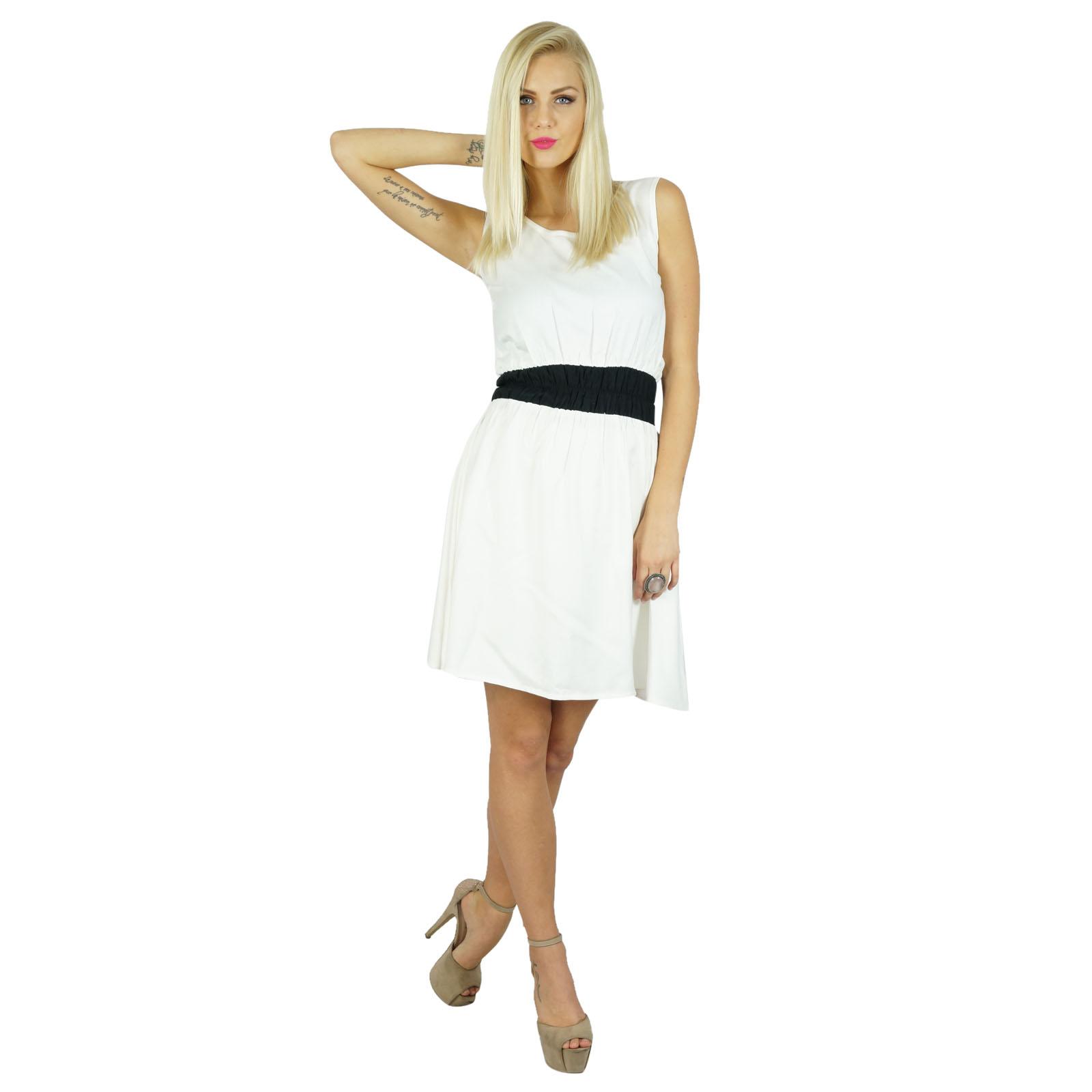 

Bimba Women Shift Dress Sporty Knee Length Rayon Casual Clothing With Smocked 8 білий