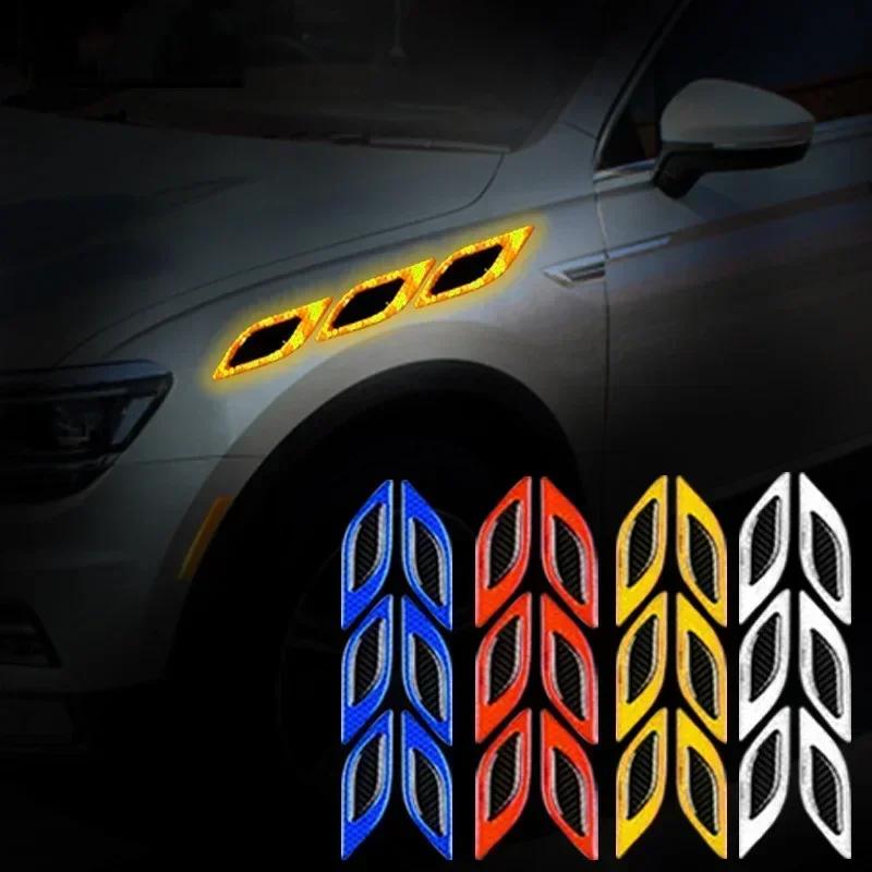 6 Stück/Set Reflektierende Autoaufkleber Kratzfest Sicherheitswarnaufkleber für Motorrad LKW Auto Motor Außen Dekorative Zubehörteile
