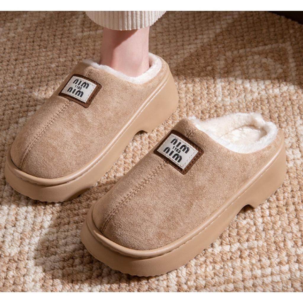 36-45 Thick Soled Warm Cotton Shoes for Women, Winter Outerwear, Anti Slip, Odor Proof, and Fleece Cotton Slippers for Women