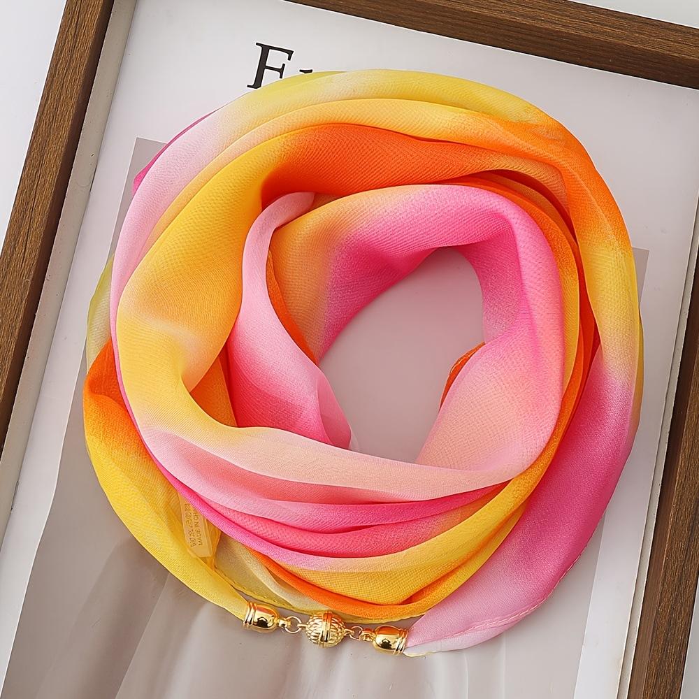Women's Silk Scarf Gradient Color Chiffon Scarf Neck Protection Scarf Square Scarf Fashionable Commuting
