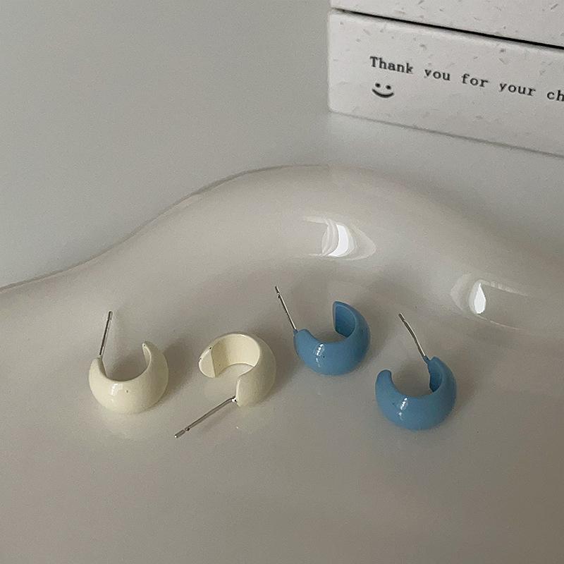 C Circle Oil Dripping Stud Earrings Female Niche Design Sense Fresh And Sweet Elegant Exquisite Personality Simple Versatile Earrings Earrings